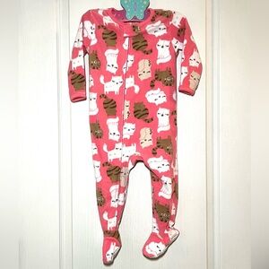 Carter’s “Just One You” Pink Cat Print Fleece Footed Sleeper Pajamas, Size 18M